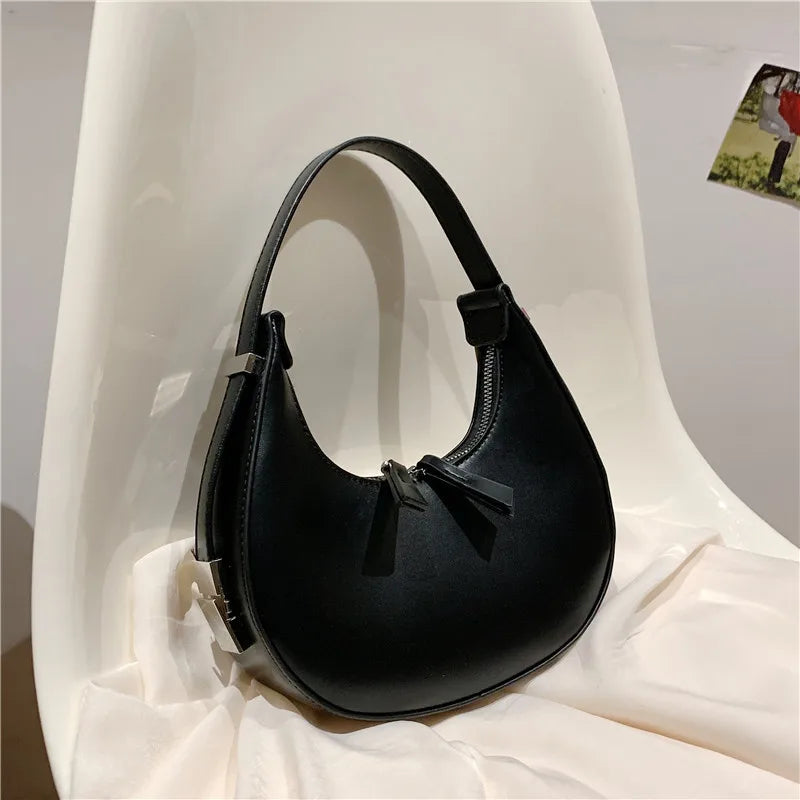 JORJI™ Luxe Crescent PU Leather Shoulder Bag