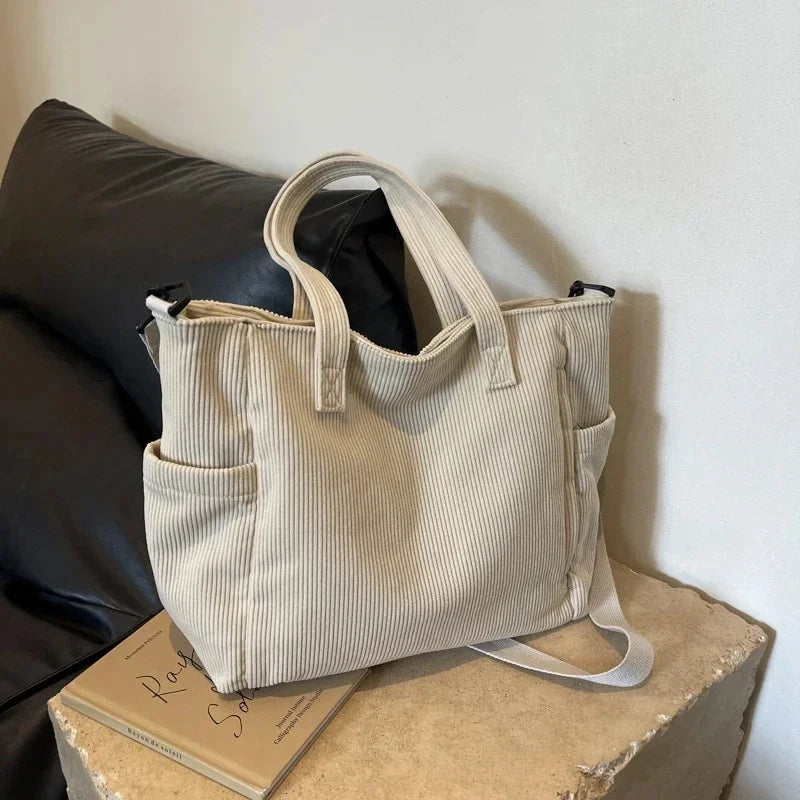JORJI™ Striped Velvet Corduroy Tote