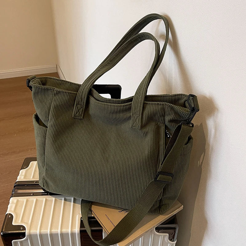JORJI™ Striped Velvet Corduroy Tote