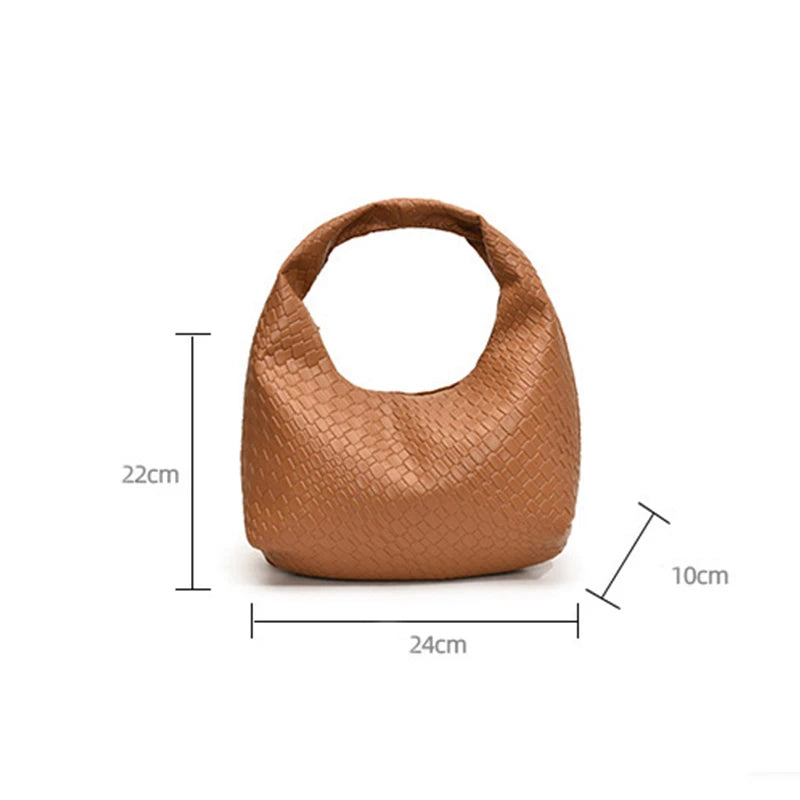 JORJI™ Woven Elegance PU Leather Hobo Bag