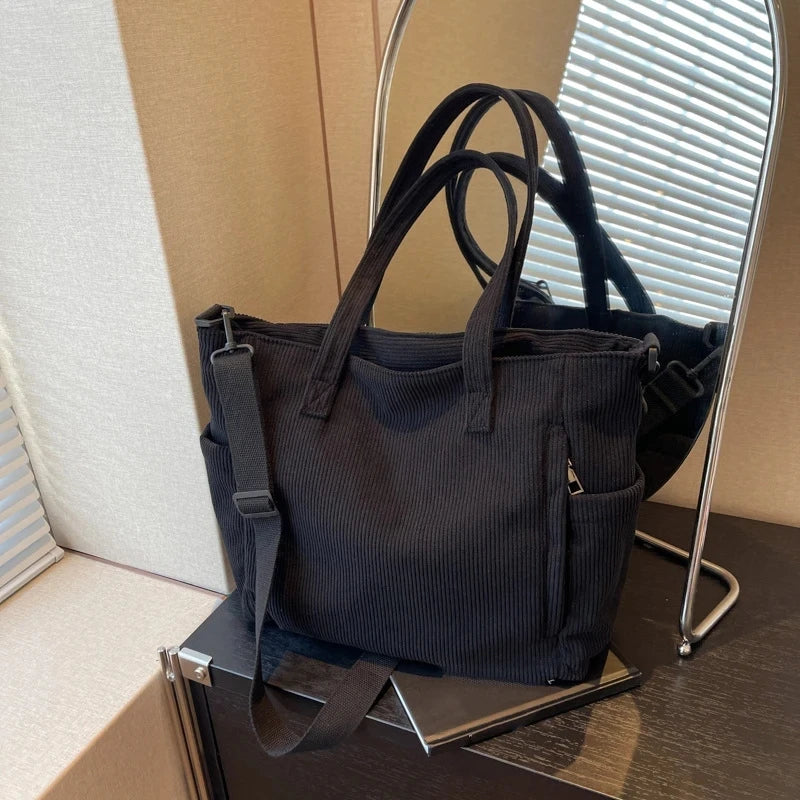 JORJI™ Striped Velvet Corduroy Tote