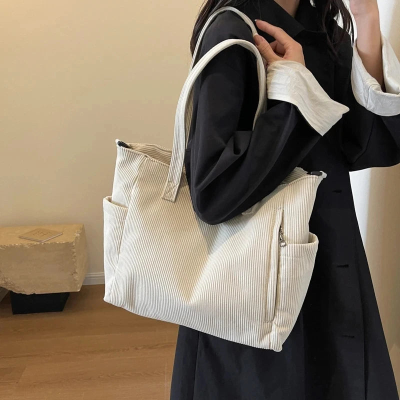 JORJI™ Striped Velvet Corduroy Tote