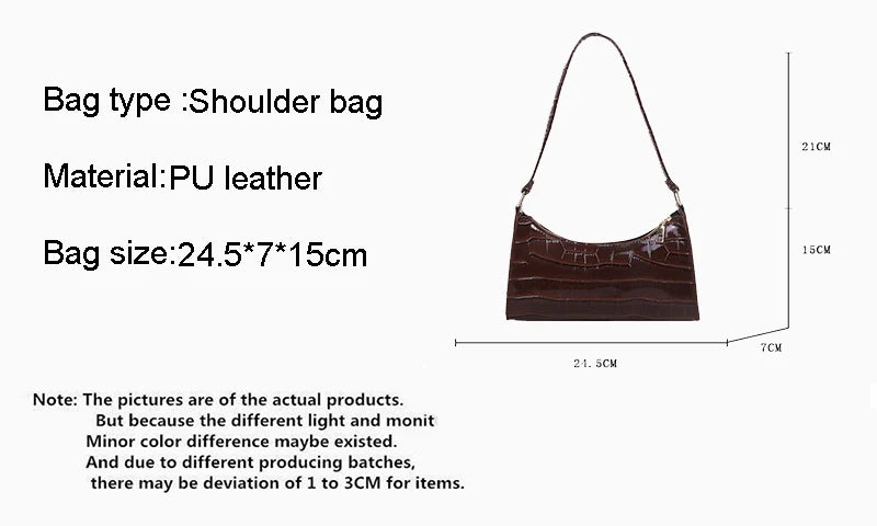 JORJI™ Alligator-Pattern PU Leather Armpit Handbag
