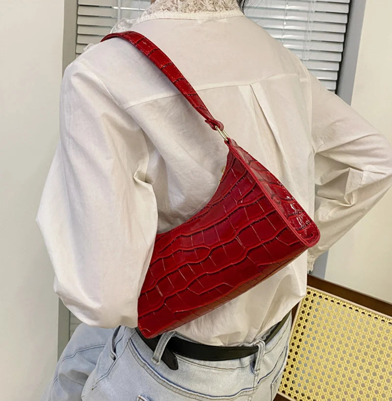 JORJI™ Alligator-Pattern PU Leather Armpit Handbag