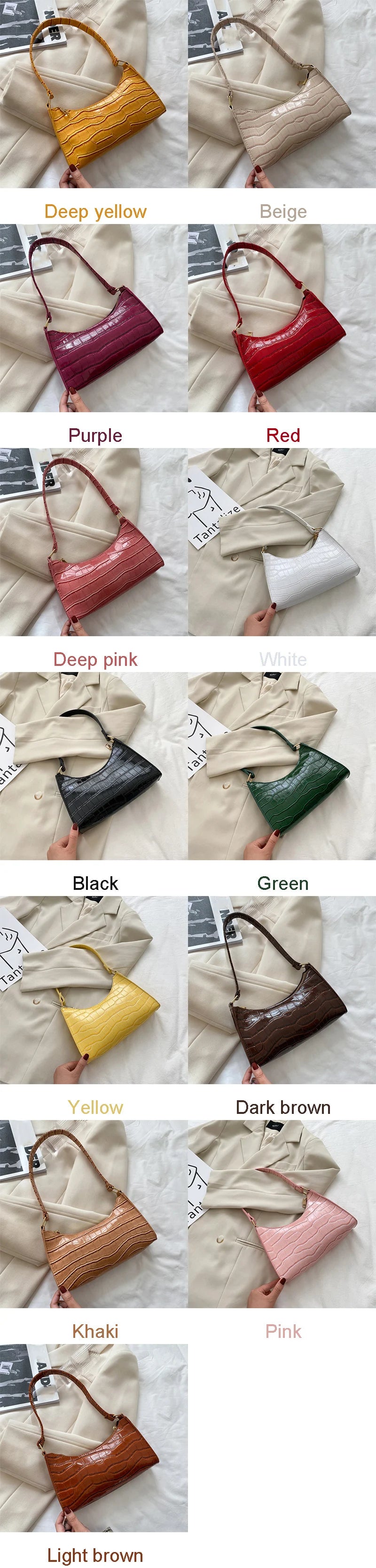 JORJI™ Alligator-Pattern PU Leather Armpit Handbag