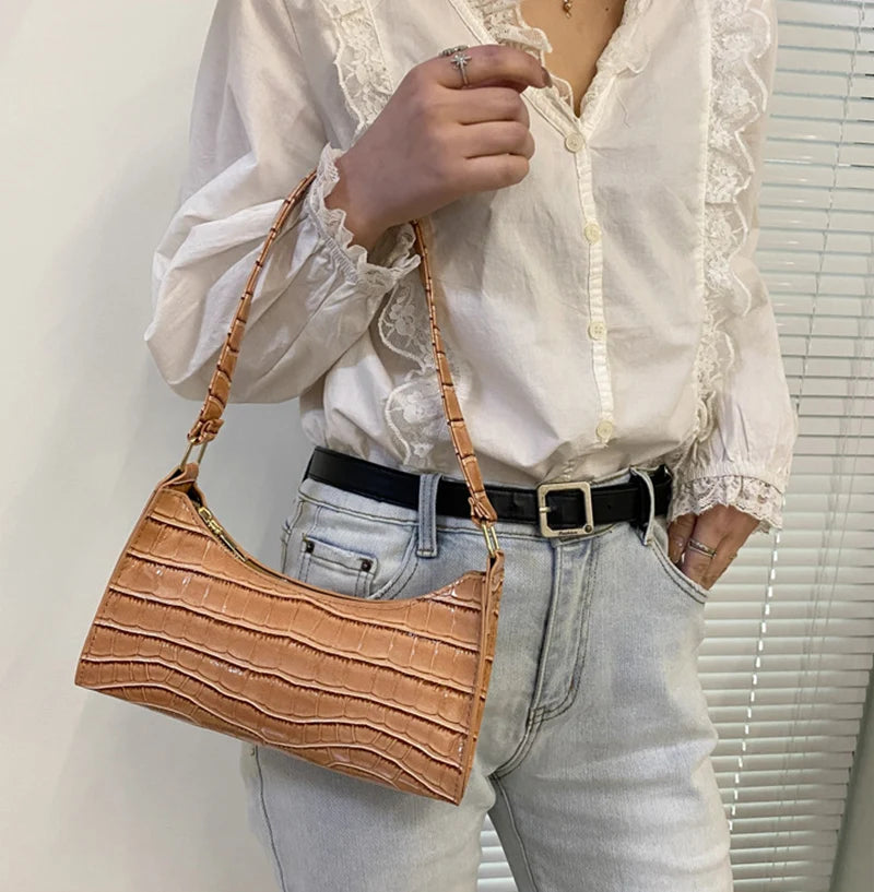 JORJI™ Alligator-Pattern PU Leather Armpit Handbag
