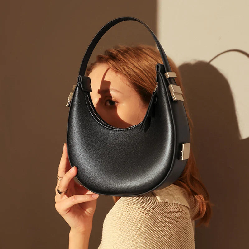JORJI™ Luxe Crescent PU Leather Shoulder Bag