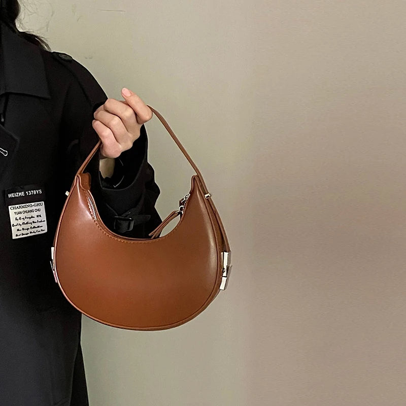 JORJI™ Luxe Crescent PU Leather Shoulder Bag