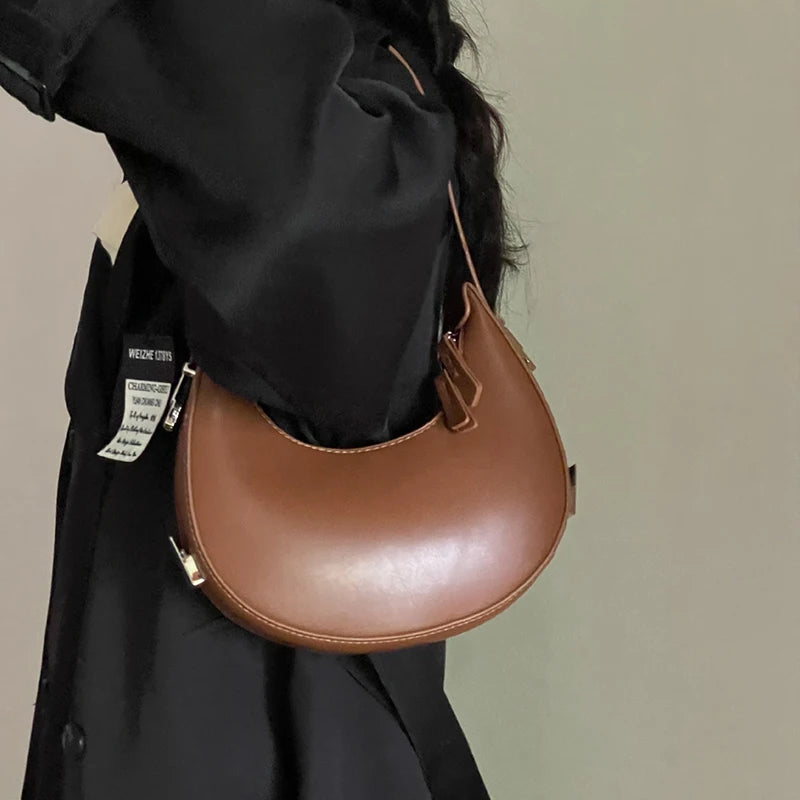 JORJI™ Luxe Crescent PU Leather Shoulder Bag