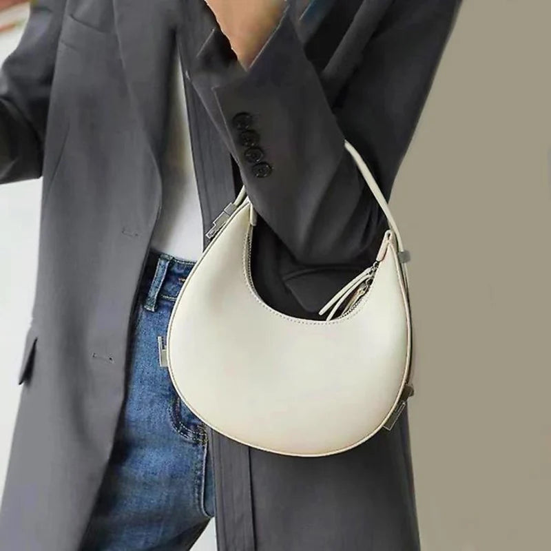 JORJI™ Luxe Crescent PU Leather Shoulder Bag