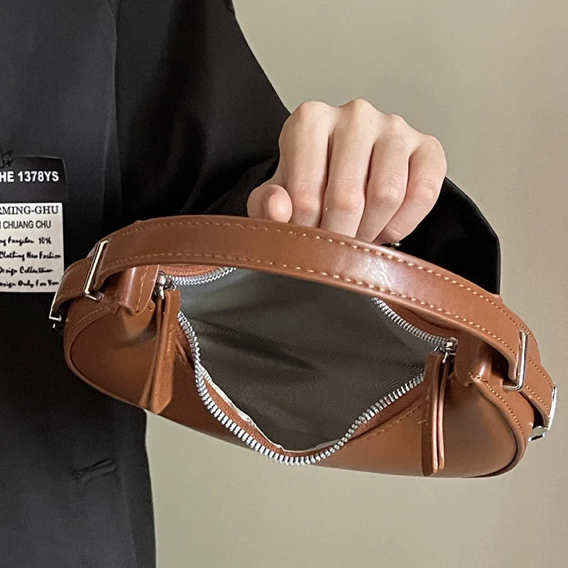 JORJI™ Luxe Crescent PU Leather Shoulder Bag