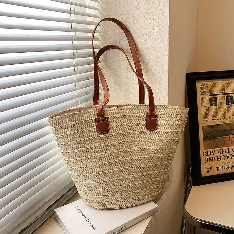JORJI™ Women's Luxury Straw Woven Beach Tote