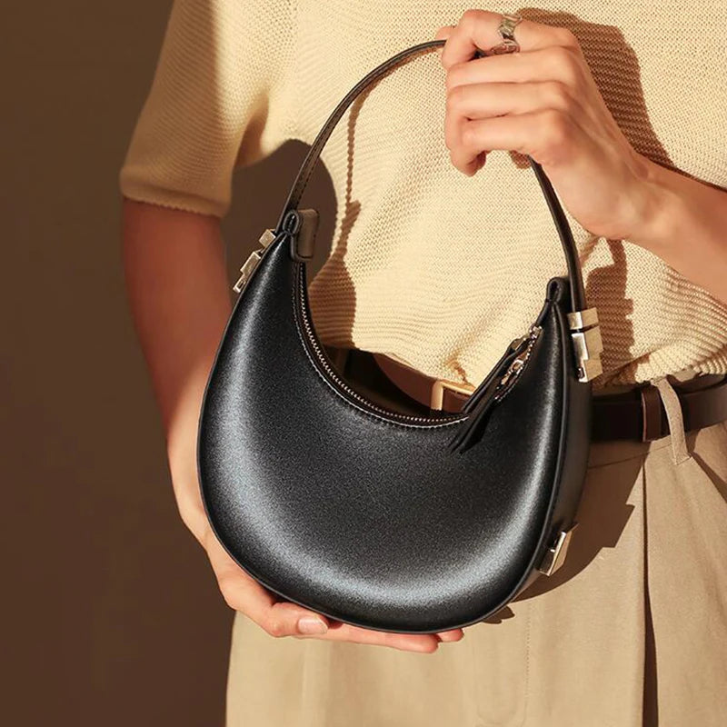 JORJI™ Luxe Crescent PU Leather Shoulder Bag