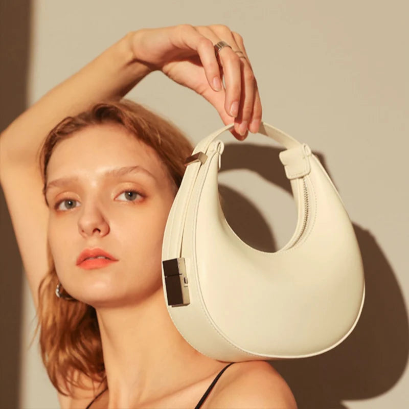 JORJI™ Luxe Crescent PU Leather Shoulder Bag