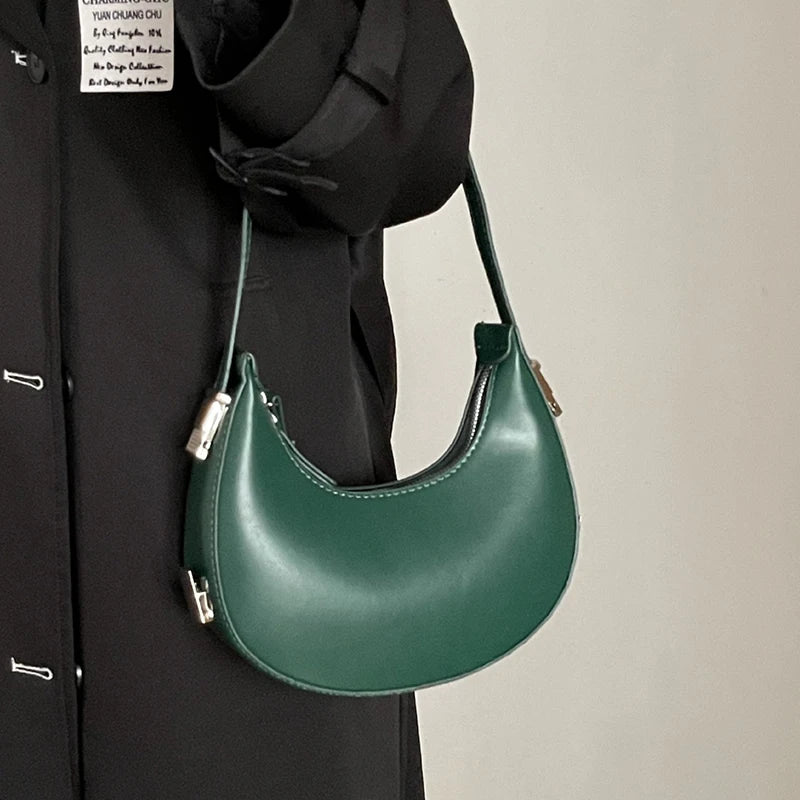 JORJI™ Luxe Crescent PU Leather Shoulder Bag