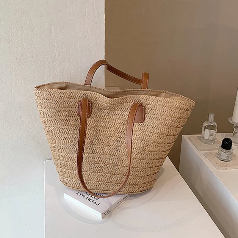JORJI™ Women's Luxury Straw Woven Beach Tote