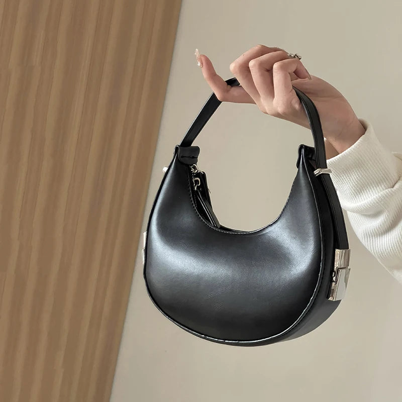 JORJI™ Luxe Crescent PU Leather Shoulder Bag