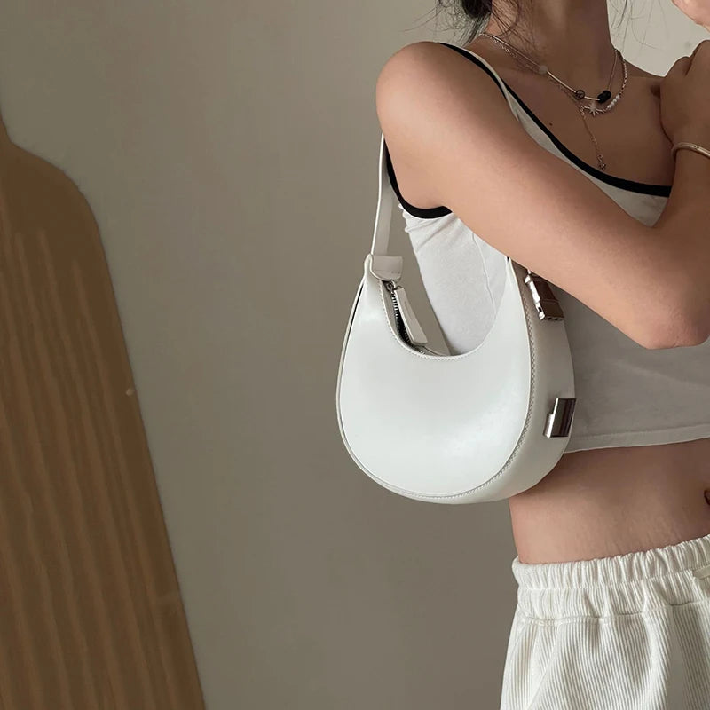 JORJI™ Luxe Crescent PU Leather Shoulder Bag
