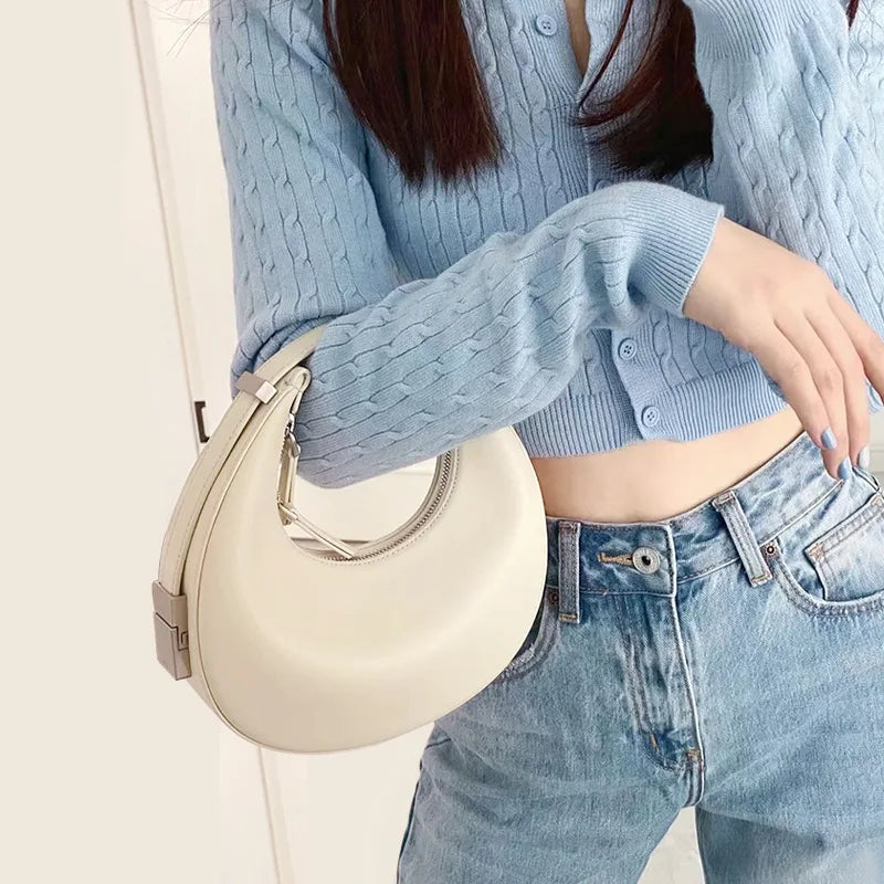 JORJI™ Luxe Crescent PU Leather Shoulder Bag