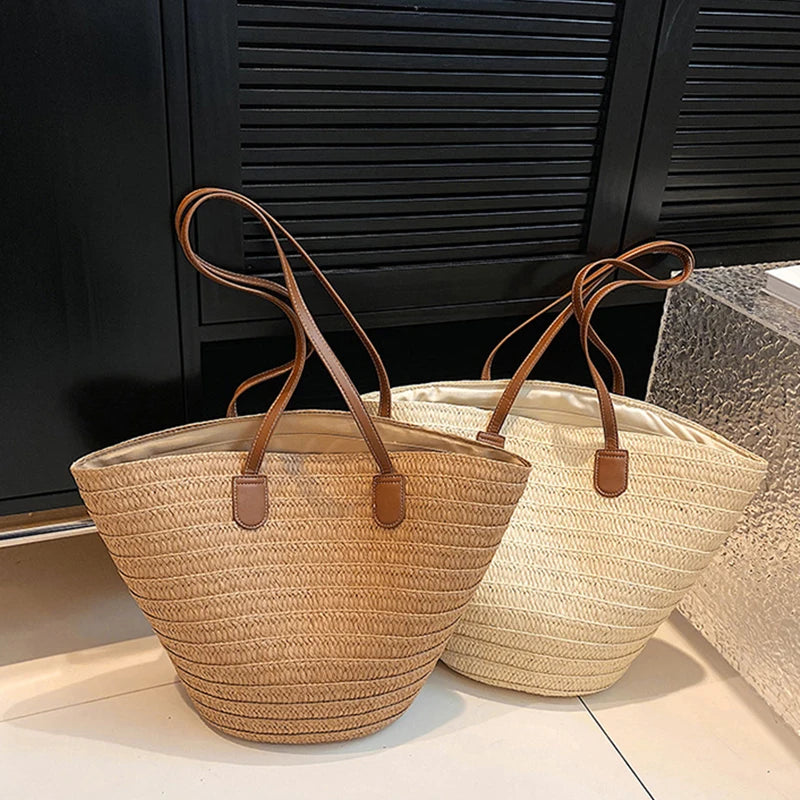 JORJI™ Women's Luxury Straw Woven Beach Tote