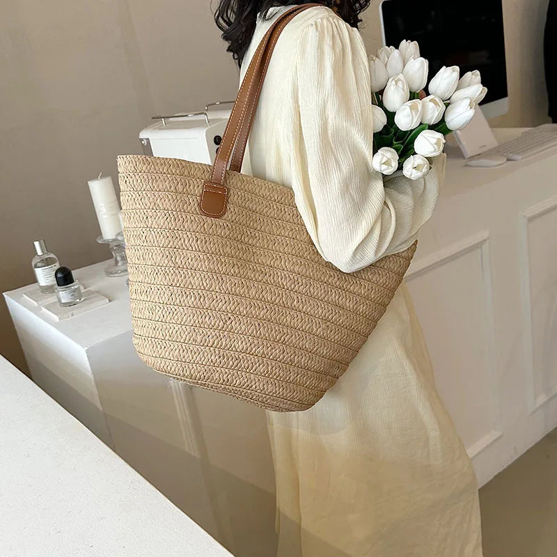 JORJI™ Women's Luxury Straw Woven Beach Tote