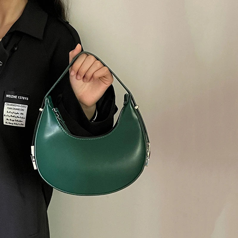 JORJI™ Luxe Crescent PU Leather Shoulder Bag