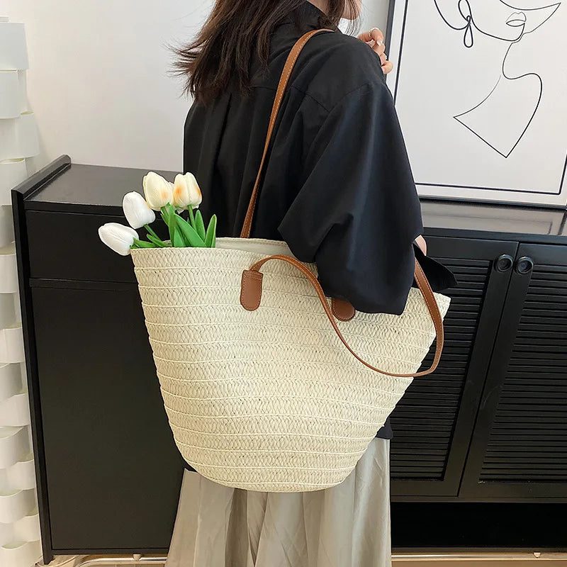 JORJI™ Women's Luxury Straw Woven Beach Tote