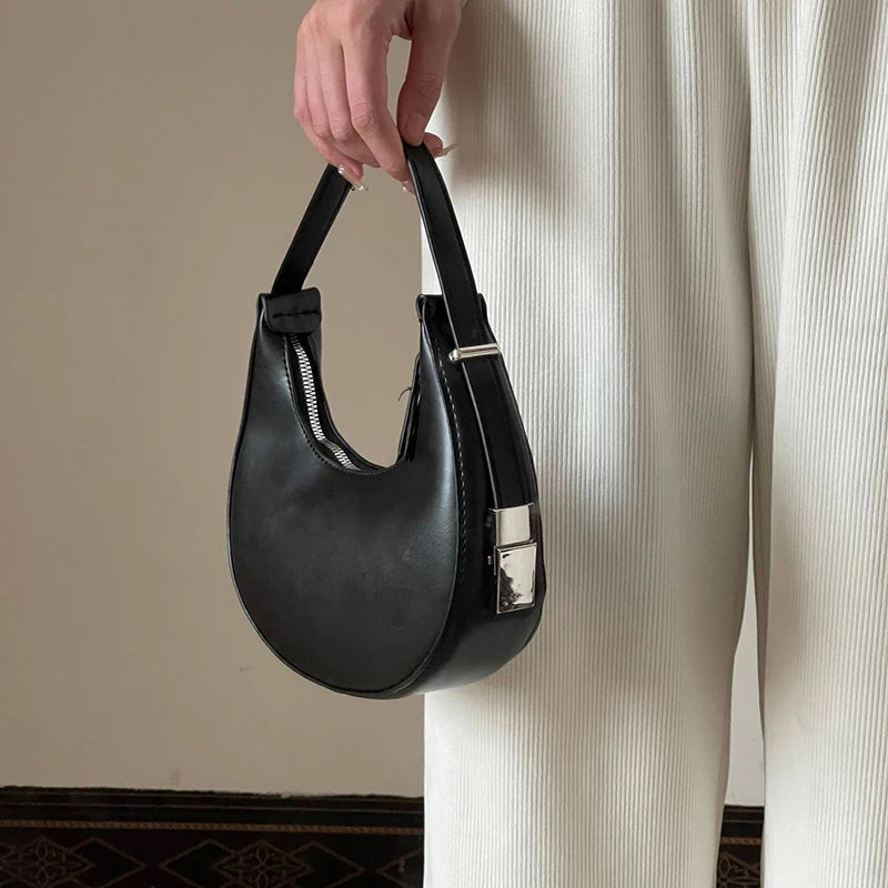 JORJI™ Luxe Crescent PU Leather Shoulder Bag