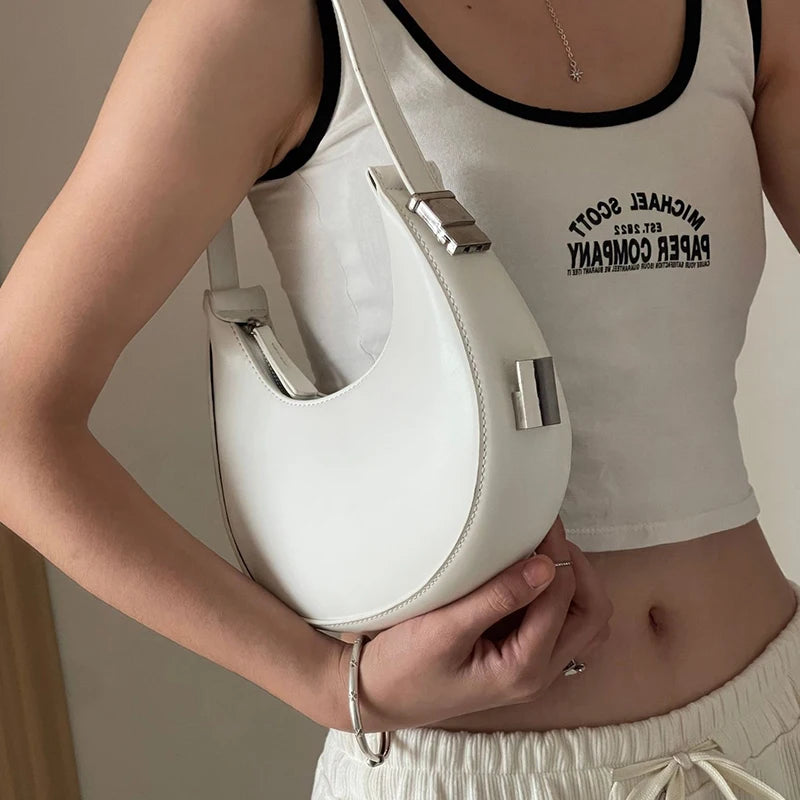 JORJI™ Luxe Crescent PU Leather Shoulder Bag